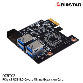 BIOSTAR PCIe X1 USB 3.0 Crypto Mining Expansion Card - การ์ดเพิ่มช่องต่อการ์ดจอ สำหรับการขุด ++ส่งในไทย++