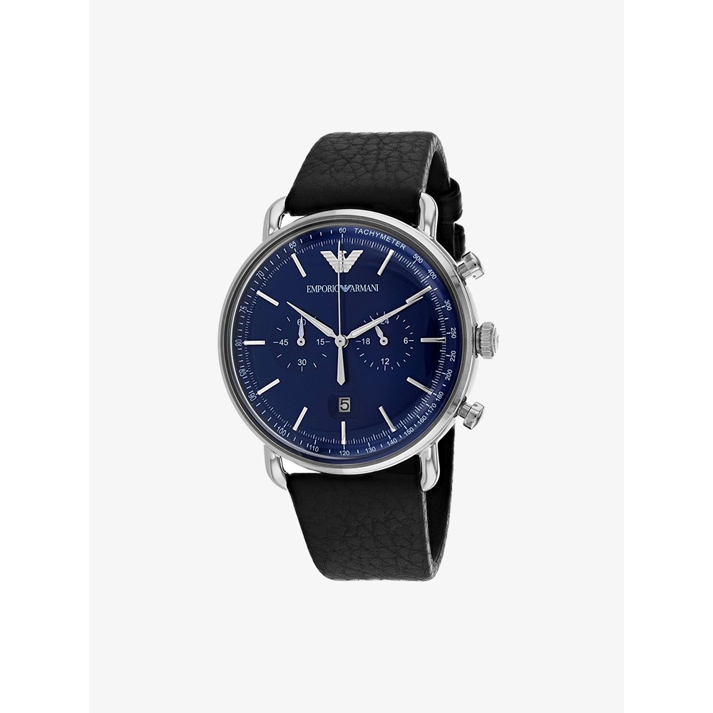 นาฬิกาข้อมือผู้ชาย Emporio Armani Aviator Chronograph Blue Dial - Black AR11105