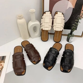 JINxCHOY SHOES รองเท้ามุลเลอร์ลําลอง หนัง PU ใส่สบาย ระบายอากาศ เข้ากับทุกการแต่งกาย แฟชั่น สําหรับสตรี นักเรียน เดินชายหาด กลางแจ้ง Y2K
