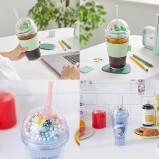 ( พร้อมส่ง ) Kakaofriends Tumbler 420 ml แก้ว 2 ชั้นพร้อมหลอด