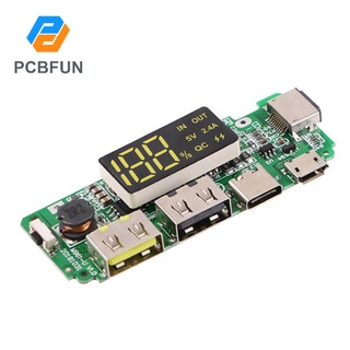 Pcbfun บอร์ดโมดูลพาวเวอร์แบงค์ ชาร์จแบตเตอรี่ USB LED 5V 2.4A 2A 1A Micro Type-C 18650