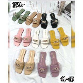 พร้อมส่ง 👠ไซส์ 41-45 รองเท้าแตะหน้าโซ่ใหญ่