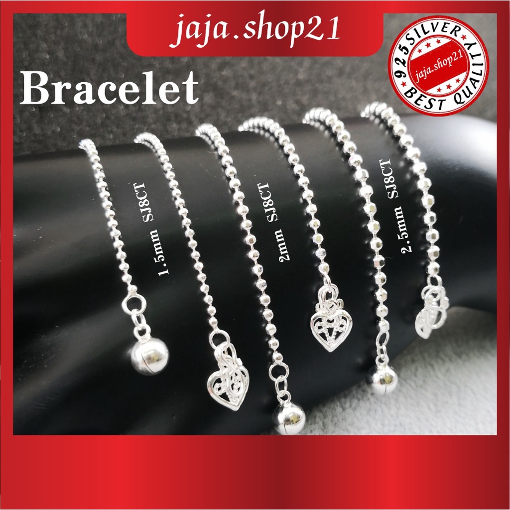 | สร้อยข้อมือและกําไลข้อเท้าเงิน 925 SJ8CT | สร้อยข้อมือ 925 เงินสเตอร์ลิง & 脚链 | เจลang Tangan & Ge