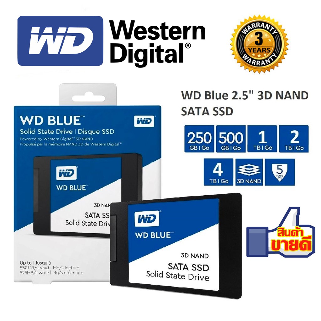 【cod】external Harddiskw 250500gb Ssd เอสเอสดี Wd Blue Sata 3735