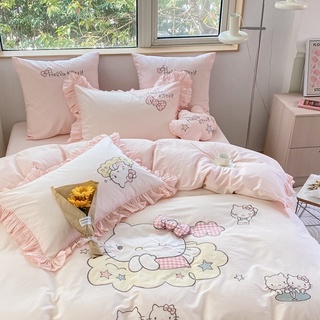 🔥เก็บโค้ดหน้าร้าน🔥[PRE-ORDER] ชุดเครื่องนอนลาย Hello Kitty สีชมพู ผ้า Organic Cotton 100% #0849