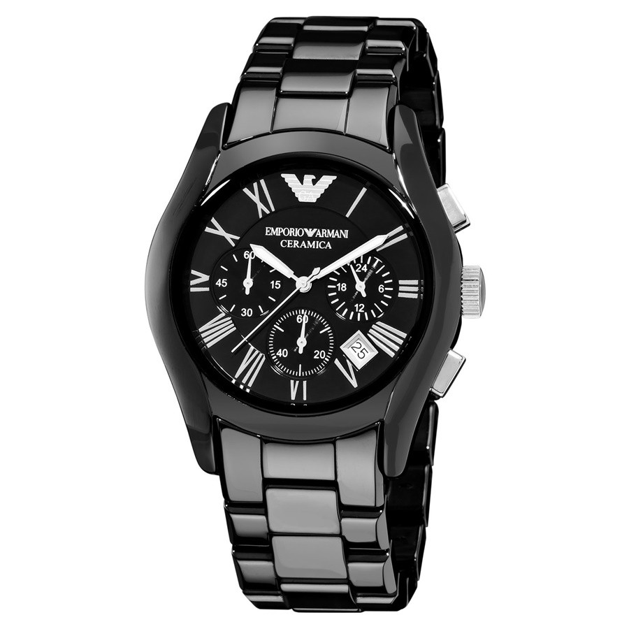 Emporio Armani Chronograph Black Dial Black Ceramic Men's Watch AR1400