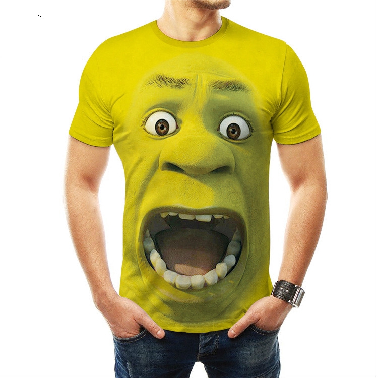 เสื้อยืดแขนสั้นพิมพ์ลาย shrek 3D