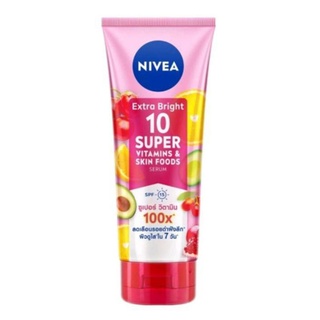 0Nivea นีเวีย เอ็กซ์ตร้า ไบร์ท 10 ซูเปอร์ วิตามิน แอนด์ สกิน ฟู้ด เซรั่ม เอสพีเอฟ15 180 มล.