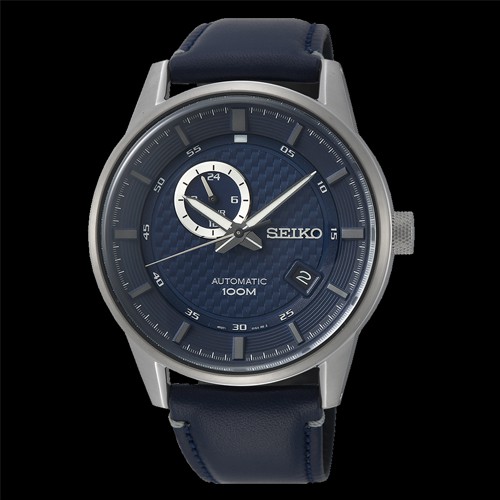 Seiko Automatic นาฬิกาข้อมือชาย สายหนังแท้ สีดำ รุ่น SSA391K1,SSA391K