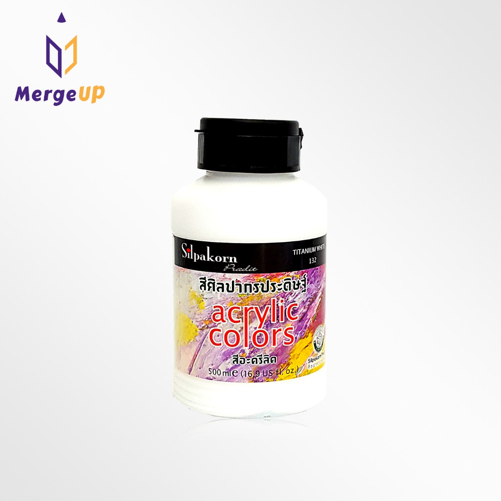 สีอะคริลิค ศิลปากรประดิษฐ์ Silpakorn 250 ml. / 500 ml. เหมาะกับการวาดลงบนทุกพื้นผิว สีศิลปากร
