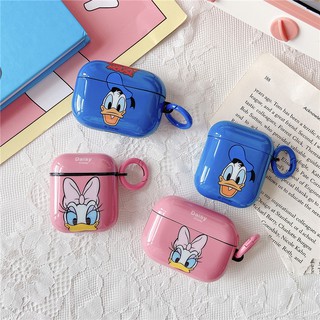 เคสซิลิโคน เคส AirPods Pro AirPods 2 Creative Cartoon โดนัลด์ ดั๊ก Donald Duck &amp; เดซี่เป็ด Daisy Duck Protective Silicone Case