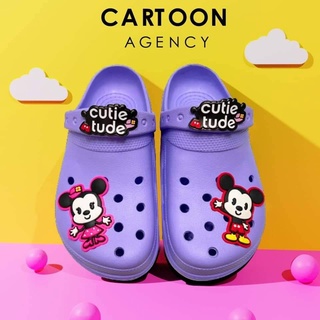 🔥พร้อมส่ง🔥Disney Cutie Mickey &amp; Minnie แท้💯% รุ่น 560 รองเท้าผู้หญิง รองเท้าแตะ รองเท้าหัวโต รองเท้าทรง Crocs ไซส์ 36-39