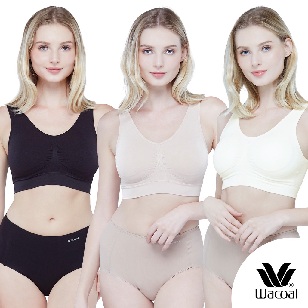 Wacoal Surprise Seamless Bra set 3 ชิ้น บราสวมหัว ไร้โครง ไร้ตะเข็บ รุ่น WH9C24