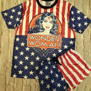 ชุดเซทเสื้อยืด &amp; กางเกงขาสั้น ลายwonderwomen