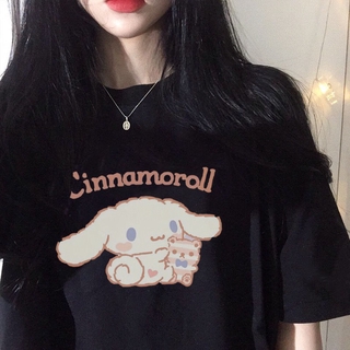 ♥ เสื้อยืด แบบนิ่ม พิมพ์ลายการ์ตูน Cinnamoroll น่ารัก สไตล์ญี่ปุ่น เหมาะกับฤดูร้อน สําหรับผู้หญิง