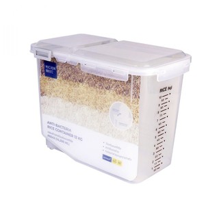 ถัง ข้าวสาร มีล้อ ฝาปิด rice container # 6043 /12 kg ซุปเปอร์ล็อค super lock เหลี่ยม สูง