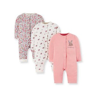 Mothercare Pink Bunny And Floral Sleepsuits - 3 Pack