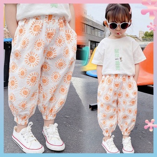 Girls anti-mosquito pants summer thin new style ankle-tied pants childrens western style pants small and medium children baby spring and autumn pants trendy