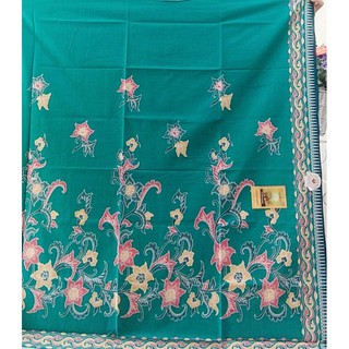 indopik 957ผ้าถุงปาเต๊ะอินโดนีเชีย สีเขียวมินท์ลายดอกไม้