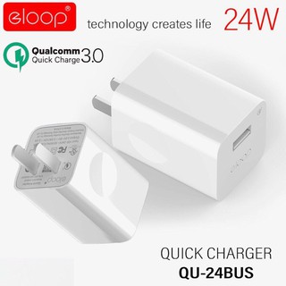 Eloop หัวชาร์จ รุ่น EQ-24BUS Quick Charge 3.0 กำลังไฟสูงถึง 24 W รองรับมือถือ QC. 2.0 และ 3.0 การใช้งานSmartphoneทุกรุ่น