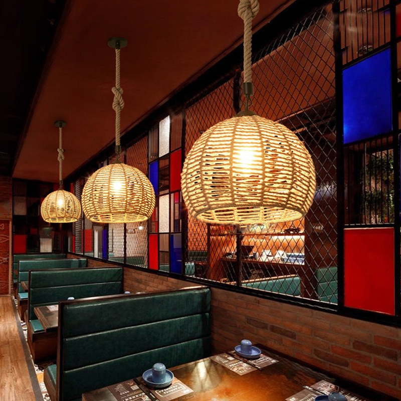 ใหม่โมเดิร์นร้านอาหารตกแต่งโคมไฟเชือกกัญชาอุตสาหกรรมโคมไฟระย้า Bar ร้านเสื้อผ้าแขวนโคมไฟ