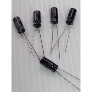 คอนเดนเซอร์#1uf50V# คาปาซิเตอร์ (ราคาแพ็ค 5 ตัว)