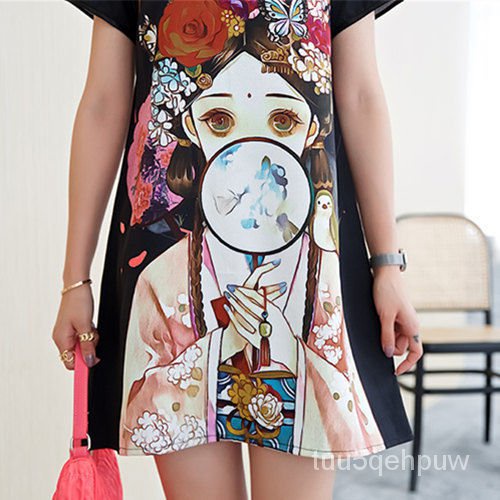 The Day-to-Day Loose Cheongsam Improved Style Girl Black Stand-up Collar Chinese Style Women's Clothing Cheongsam Dress2 #5