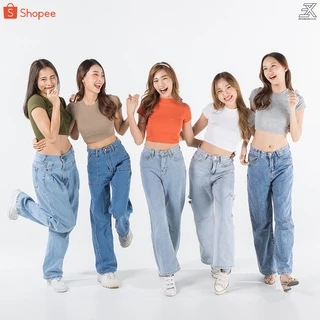 Expogarment เสื้อครอป CROP เอวลอย แขนสั้น ผ้าร่องเล็ก ผ้ายืด เข้ารูป คอตตอน (มีทั้งหมด 17 สี) 003