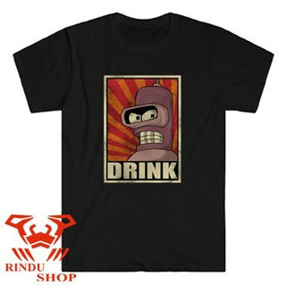 ราคาถูกเสื้อยืดcalเสื้อยืด ลาย Futurama Bender สีดํา สําหรับผู้ชายS-5XL