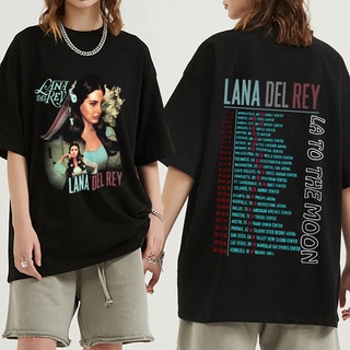 [COD]Chendoutuxinhe เสื้อยืดลําลอง แขนสั้น พิมพ์ลายนักร้อง Lana Del Rey La To The Moon Tour 90s สไตล์ฮิปฮอป สตรีท ฮาราจู