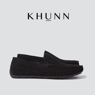 KHUNN  รองเท้ารุ่น Mr.Parker สีดำล้วน Driving Shoes Premium Signatue จาก KHUNN