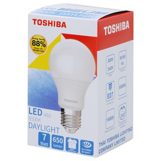 🚚💨พร้อมส่ง!! โตชิบา หลอดไฟ แอลอีดี รุ่น A60 ขั้ว E27 7 วัตต์ แสงเดย์ไลท์ TOSHIBA LED Bulb A60 E27 7W Daylight