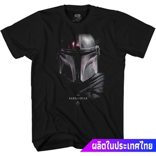 ราคาต่ำสุด!!ผู้ชายและผู้หญิง Star Wars The Mandalorian Helmet Poster T-Shirt top เสื้อกั๊กS-3XL