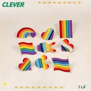 Clever LGBT เข็มกลัดยีน ปกเสื้อ สีรุ้ง เครื่องประดับ สําหรับผู้ชาย ผู้หญิง