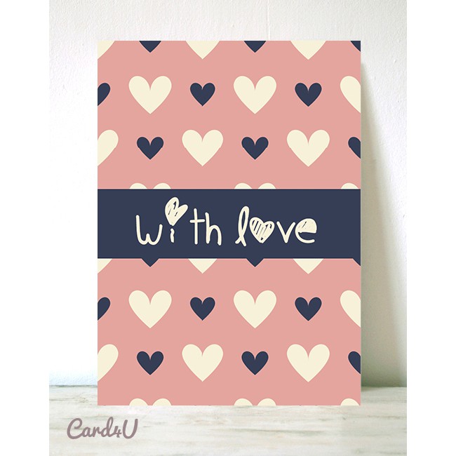 (พร้อมส่ง) การ์ดอวยพร with love @ 7 Baht/แผ่น  เพื่อติดของขวัญ ช่อดอกไม้ หรือเขียนข้อความ ชุดรวม 5 แ