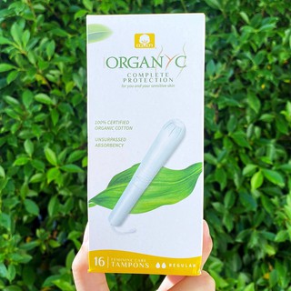 ผ้าอนามัยแบบสอด 16 ชิ้น สำหรับวันมาน้อย Organic Regular Cardboard 16 Tampons (Organyc®) ออแกนิก Unsurpassed Absorbency