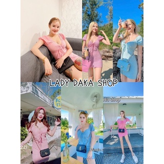 🧡LADY DAKA SHOP🧡 มินิเดรสสั้น มีเชือดรูดได้จริงตรงหน้าอก