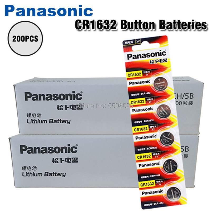 PANASONIC 200Pcs PANASONIC CR1632 1632 DL1632 3V Lithium Batteries Cell Button Coin Battery Calculat
