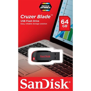 SanDisk Flash Drive CRUZER BLADE 64GB Black USB2.0 (SDCZ50_064G_B35) Memory แฟลชไดร์ฟ แซนดิส ประกัน Synnex 5ปี