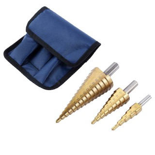 ดอกสว่านเจดีย์ ดอกสว่านทรงเจดีย์ สเตปดิว 3ตัวชุด (3 PIECE HSS STEP DRILL SET) ดอกไฮสปีด (HSS)