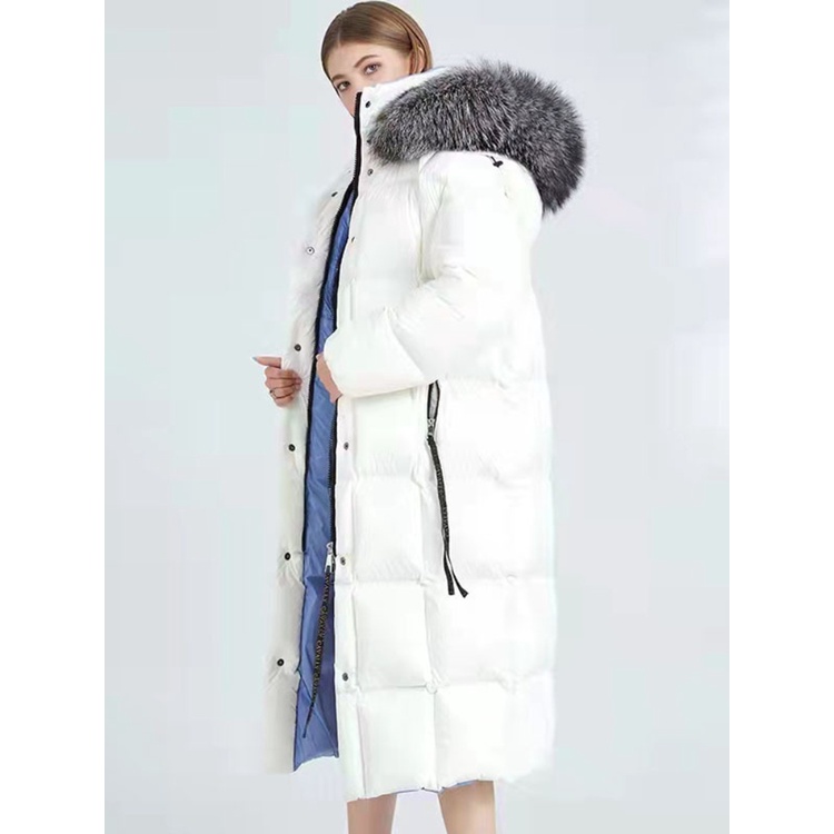 ผลิตภัณฑ์อย่างเป็นทางการ2022 New X-Long Winter Down Jacket Women White Duck Down Coat  Loose Real Natural Fox Fur Collar #4