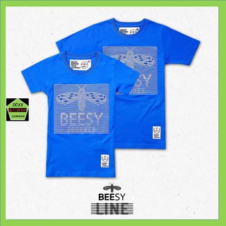 Beesy เสื้อคอกลม ชาย หญิง รุ่น Line สีฟ้า