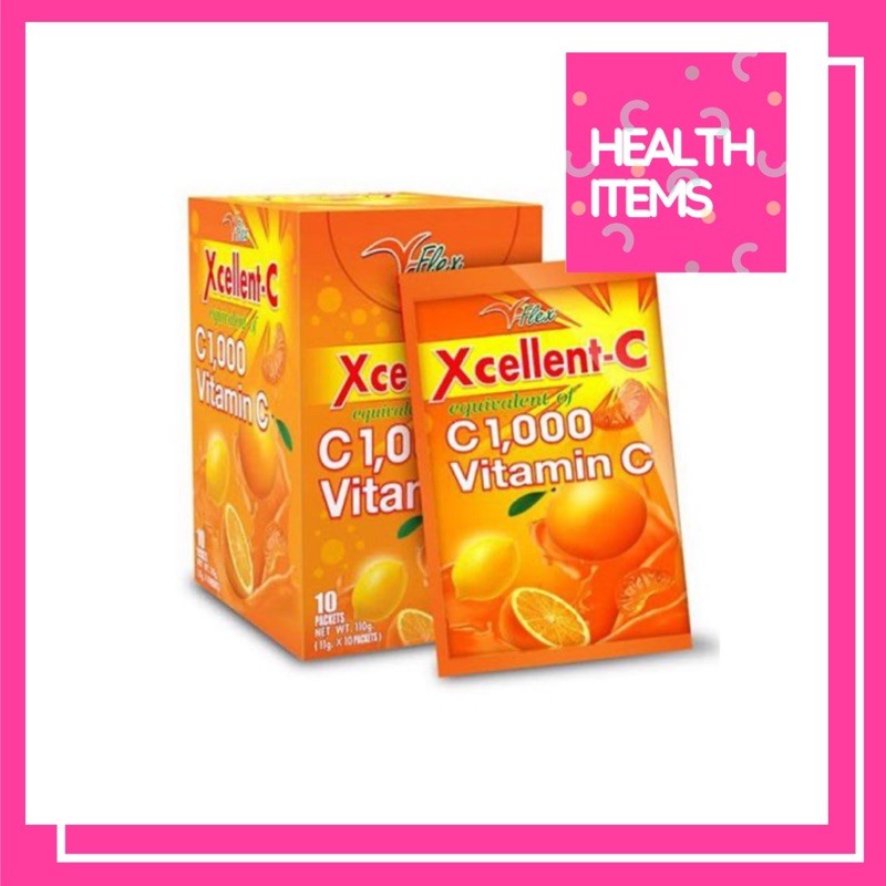 ♖((ซื้อ3มีของแถม)) Hof Xcellent-C Vitamic C1000 วิตามินซี แบบซองชงดื่ม 10ซอง✴
