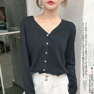 Gakki เสื้อคลุมแขนยาว ไหมพรมสไตล์เกาหลี ผ้านิ่มใส่สบาย ฟรีไซส์ สีพื้นพร้อมส่ง 173#