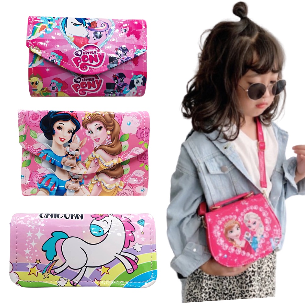 ข้อเสนอพิเศษ!! !!CARTOON LITTLE PONY PRINCESS UNICORN BABY SLING BAG KID SHOULDER BAGS