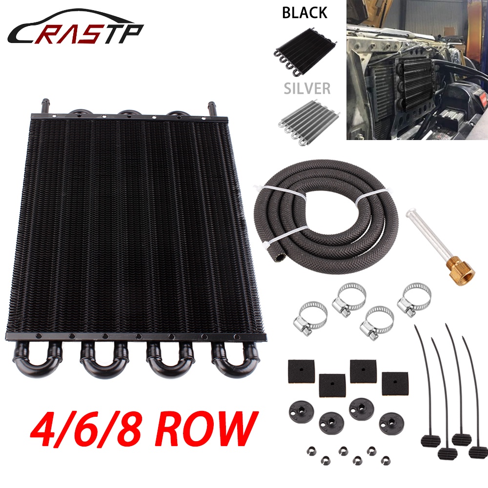 RASTP-4/6/8 Row Oil Cooler Kit Radiator Car Transmission Aluminum Plate &amp; Fin Oil Cooler Auto-Manual Radiator Conver