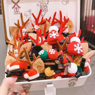 1คู่กิ๊บติดผมซานตาคลอสอุปกรณ์เสริม Merry Christmas ของขวัญสําหรับเด็ก