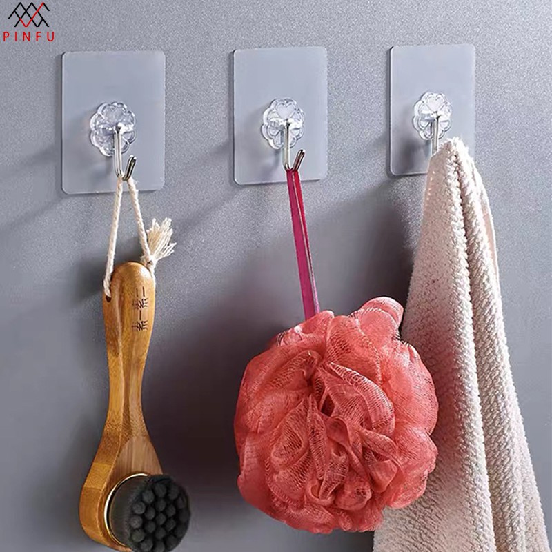 PINFU_SHOP ตะขอติดผนัง ตะขออเนกประสงค์ ตะขอแขวน สามารถติดกระจก กระเบื้อง