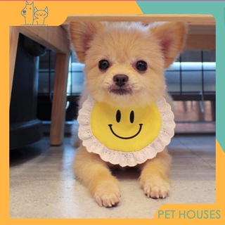 Pet house ผ้าพันคอผ้ากันเปื้อนผ้ากันเปื้อนน้ําลายผ้าฝ้ายลายลูกไม้ดอกไม้น่ารักสําหรับสัตว์เลี้ยงสุนัขแมวน่ารัก