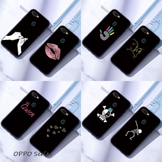 OPPO A3 A3S A5 A5S A7 A12 A12E เคสมือถือแบบซิลิโคน สำหรับ บุคลิกสีดำบริสุทธิ์